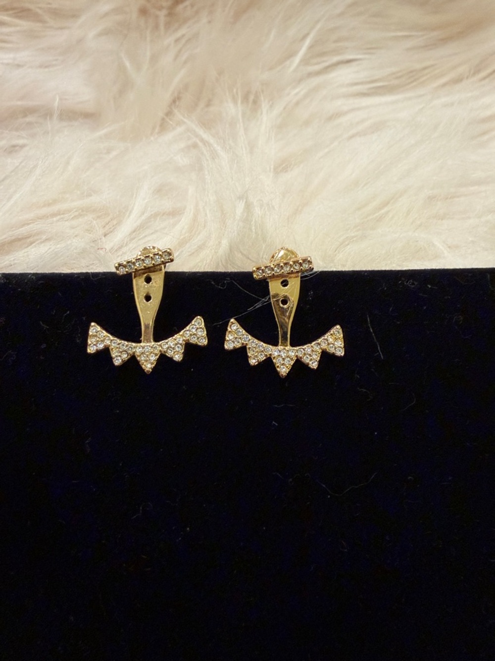 Stella & Dot Gold Crystal Ear Jacket Earrings